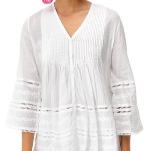 ROBERTA ROLLER RABBIT Women's White Galadriel Embroidered Top Sz M